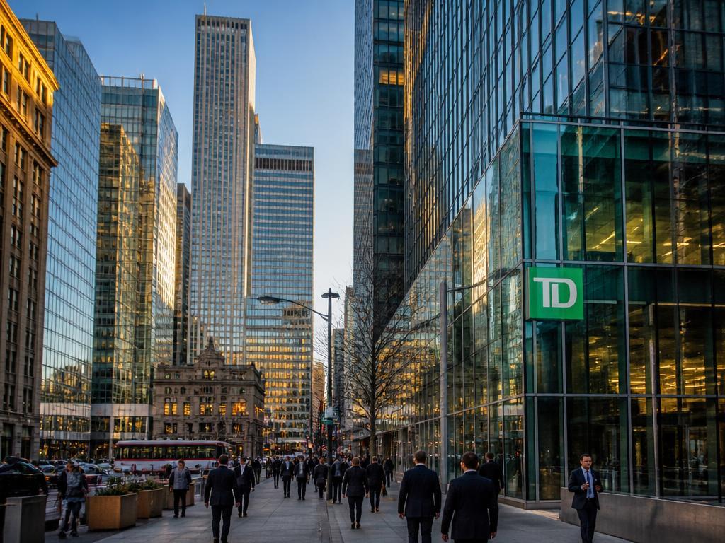 Quartier des affaires canadien au coucher du soleil