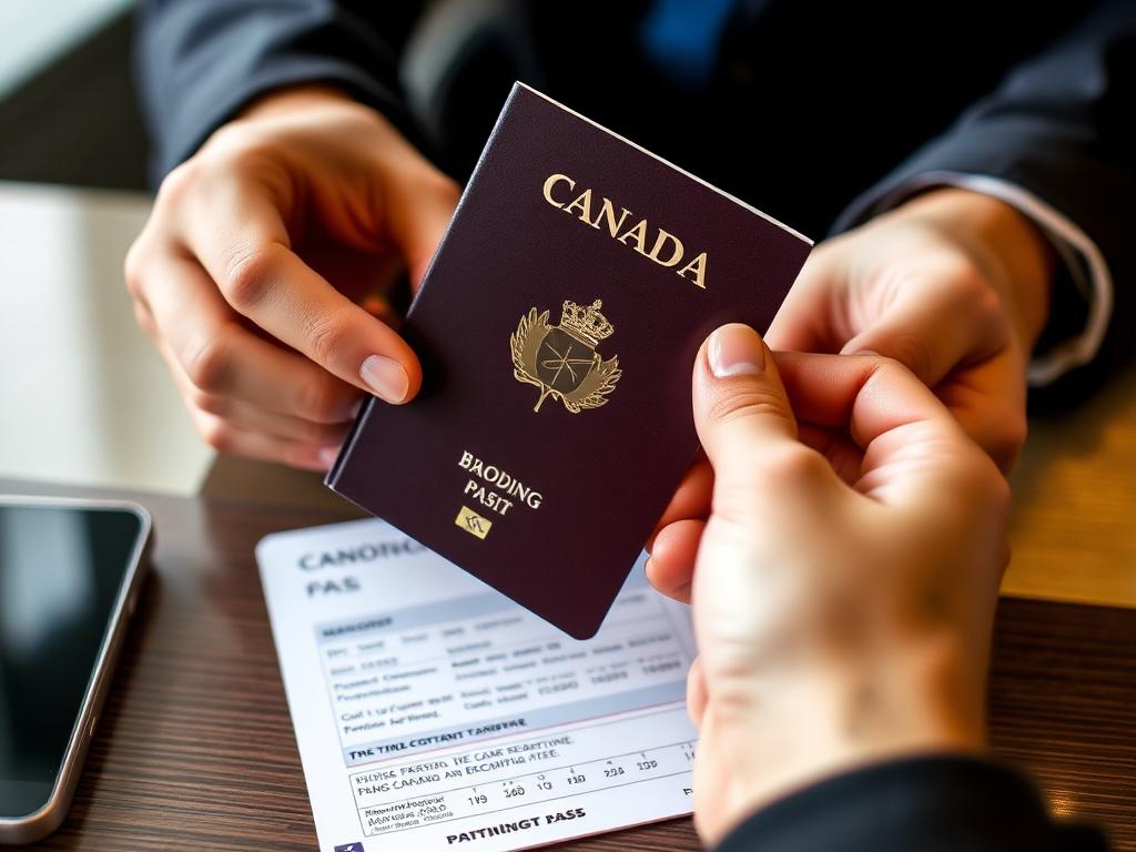 Passeport canadien tenu dans les mains